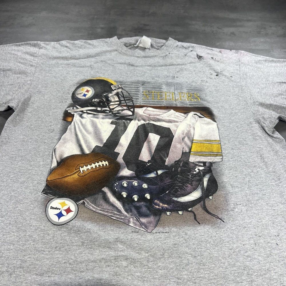 Vintage 90s Pittsburgh Steelers Shirt Adult XL Gray Thrashed Distressed Football
